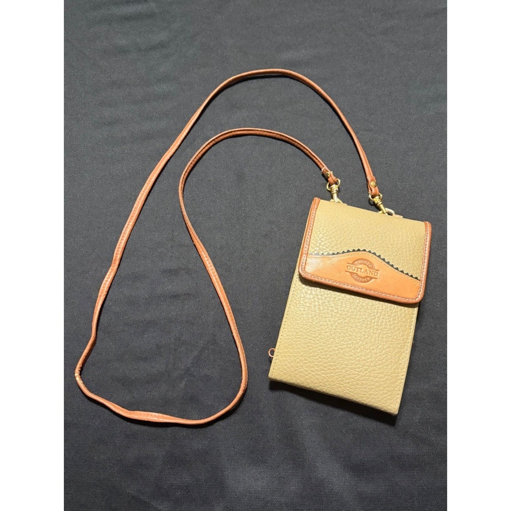Vintage Outland Rugged Leather Travel Crossbody Wallet Organizer Tan Brown